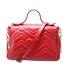 Load image into Gallery viewer, Gucci Maront Medium leather Top Handle Bag Red
