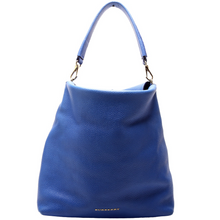 Load image into Gallery viewer, Burberry Cale Medium Grain Leather Hobo Bag Blue
