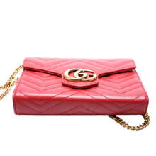 Load image into Gallery viewer, Gucci GG Marmont Calfskin Matelasse Chain Wallet Red
