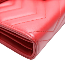 Load image into Gallery viewer, Gucci GG Marmont Calfskin Matelasse Chain Wallet Red
