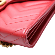 Load image into Gallery viewer, Gucci GG Marmont Calfskin Matelasse Chain Wallet Red
