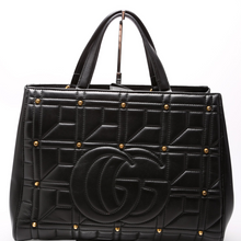 Load image into Gallery viewer, Gucci Marmont leather Studded Top Handle Bag Black
