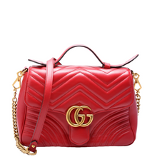 Load image into Gallery viewer, Gucci Marmont Small Leather Top Handle Bag Red
