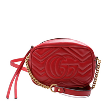 Load image into Gallery viewer, Gucci Marmont leather Mini Camera Bag Red
