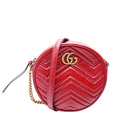 Load image into Gallery viewer, Gucci GG Marmont Mini Round Leather Crossbody Bag Red
