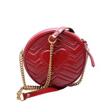 Load image into Gallery viewer, Gucci GG Marmont Mini Round Leather Crossbody Bag Red
