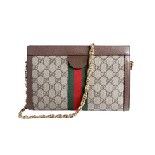 Load image into Gallery viewer, Gucci GG Supreme Ophidia Canvas Small Chain Shoulder Bag Brown
