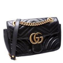 Load image into Gallery viewer, Gucci Marmont Mini Flap Leather Shoulder Bag Black
