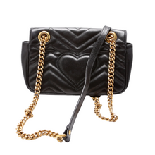 Load image into Gallery viewer, Gucci Marmont Mini Flap Leather Shoulder Bag Black
