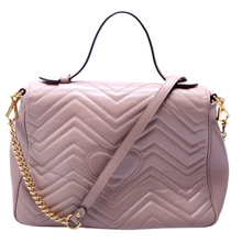 Load image into Gallery viewer, Gucci Marmont Leather Top Handle Medium Bag Tan
