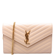 Load image into Gallery viewer, Yves Saint Laurent Grain De Leather Chain Wallet Beige
