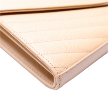Load image into Gallery viewer, Yves Saint Laurent Grain De Leather Chain Wallet Beige
