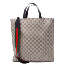 Load image into Gallery viewer, Gucci GG Supreme Web Vertical Tote Bag Brown
