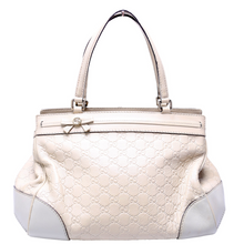 Load image into Gallery viewer, Gucci Guccissima Leather Mayfair Ribbon Satchel Bag White
