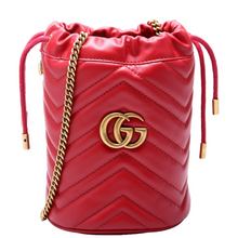 Load image into Gallery viewer, Gucci Marmont Leather Mini Bucket Bag Red
