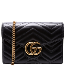 Load image into Gallery viewer, Gucci Marmont Leather Chain Wallet Black
