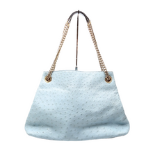 Load image into Gallery viewer, Gucci Soho Ostrich Leather Shoulder Bag Medium Blue
