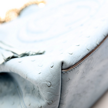 Load image into Gallery viewer, Gucci Soho Ostrich Leather Shoulder Bag Medium Blue
