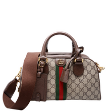 Load image into Gallery viewer, Gucci Ophidia Savoy GG Supreme Coated Canvas Top Handle Bag Brown
