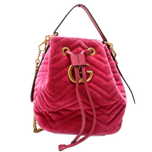 Load image into Gallery viewer, Gucci GG Marmont Velvet Bucket Bag Pink
