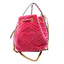 Load image into Gallery viewer, Gucci GG Marmont Velvet Bucket Bag Pink
