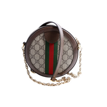 Load image into Gallery viewer, Gucci Ophidia Leather Round Small Crossbody Bag Brown
