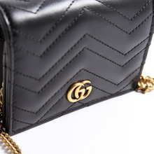 Load image into Gallery viewer, Gucci Marmont Leather Chain Wallet Black
