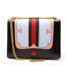 Load image into Gallery viewer, Gucci Marmont Web Heart Leather Medium Shoulder Bag Black
