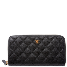 Load image into Gallery viewer, Chanel CC Caviar Small Zip Around Leather Wallet Black

