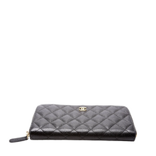 Load image into Gallery viewer, Chanel CC Caviar Small Zip Around Leather Wallet Black
