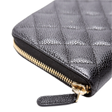 Load image into Gallery viewer, Chanel CC Caviar Small Zip Around Leather Wallet Black
