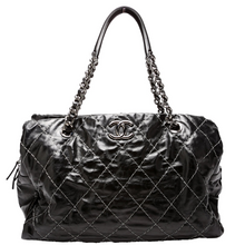Load image into Gallery viewer, Chanel Double Contrast Stitch Goatskin Leather Large Tote Bag Black
