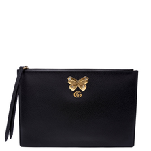 Load image into Gallery viewer, Gucci GG Marmont Butterfly Leather Clutch Bag Black
