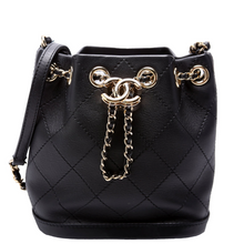Load image into Gallery viewer, Chanel CC Mini Chain Stitched Calfskin Leather Bucket Bag Black
