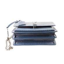 Load image into Gallery viewer, Yves Saint Laurent Sunset Medium Crocodile Embossed Leather Shoulder Bag Blue

