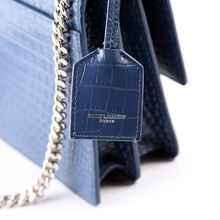 Load image into Gallery viewer, Yves Saint Laurent Sunset Medium Crocodile Embossed Leather Shoulder Bag Blue
