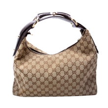 Load image into Gallery viewer, Gucci Horsebit GG Canvas Hobo Bag Brown
