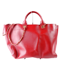 Load image into Gallery viewer, Chanel Deauville Studded Caviar Leather Shoulder Bag Red
