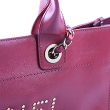 Load image into Gallery viewer, Chanel Deauville Studded Caviar Leather Shoulder Bag Red
