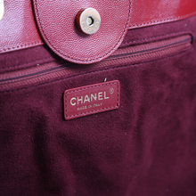 Load image into Gallery viewer, Chanel Deauville Studded Caviar Leather Shoulder Bag Red
