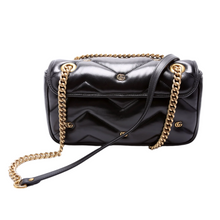 Load image into Gallery viewer, Gucci Marmont Double G Studs Leather Shoulder Bag Black
