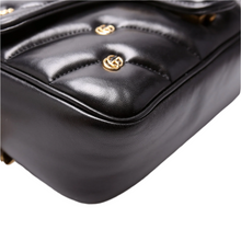 Load image into Gallery viewer, Gucci Marmont Double G Studs Leather Shoulder Bag Black
