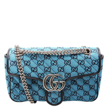 Load image into Gallery viewer, GUCCI Marmont GG Small Flap Canvas Shoulder Bag Blue
