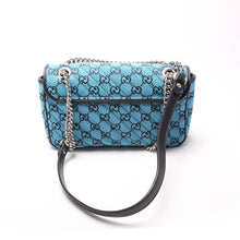 Load image into Gallery viewer, GUCCI Marmont GG Small Flap Canvas Shoulder Bag Blue
