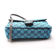 Load image into Gallery viewer, GUCCI Marmont GG Small Flap Canvas Shoulder Bag Blue
