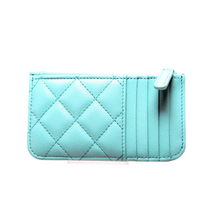 Load image into Gallery viewer, Chanel CC Flap Zip Caviar Leather Card Holder Teal
