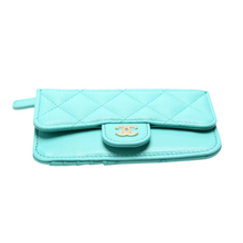 Load image into Gallery viewer, Chanel CC Flap Zip Caviar Leather Card Holder Teal
