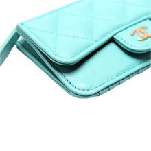 Load image into Gallery viewer, Chanel CC Flap Zip Caviar Leather Card Holder Teal
