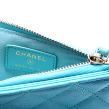 Load image into Gallery viewer, Chanel CC Flap Zip Caviar Leather Card Holder Teal
