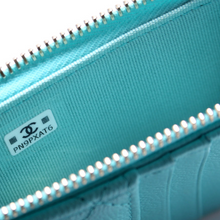 Load image into Gallery viewer, Chanel CC Flap Zip Caviar Leather Card Holder Teal
